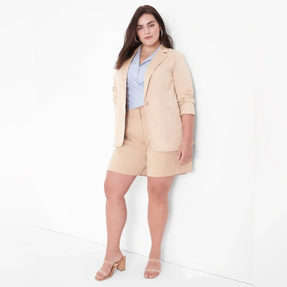 Lane Bryant Tan Ginger Root  Silky Chino Boyfriend Blazer Jacket Plus Size 20 - Picture 3 of 8